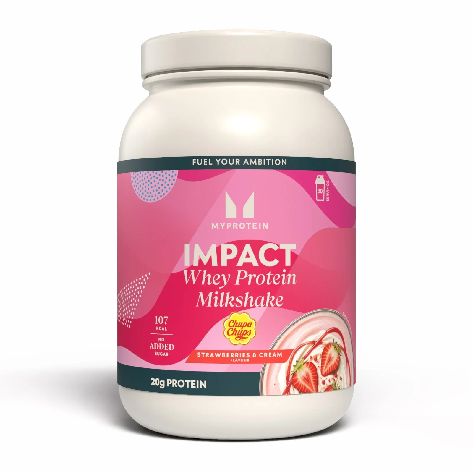 Impact Wei-Eiwit Milkshake – Chupa Chups® - 870G - 30servings - Aardbei & Crème Afbeelding 1