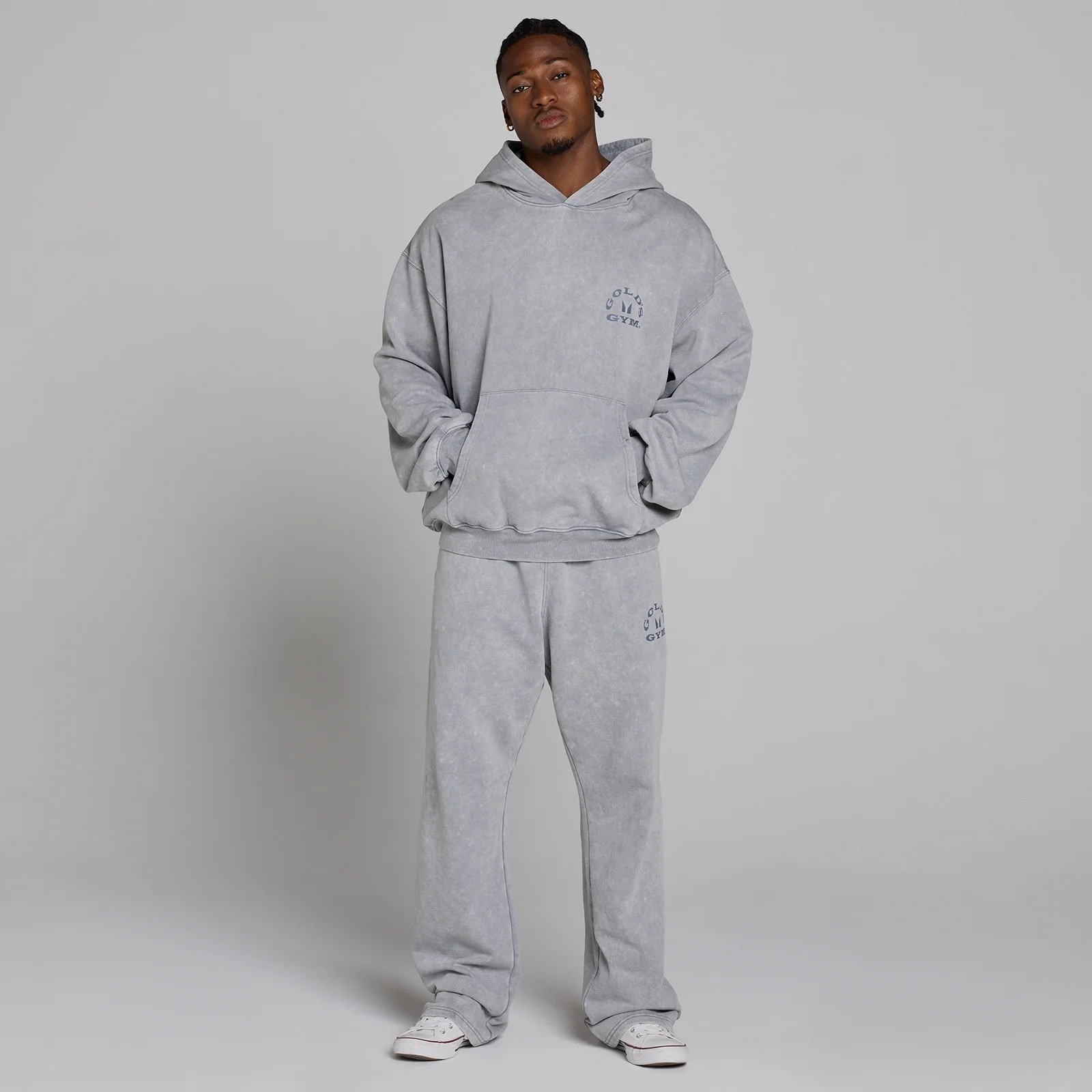 MP X Gold's Heren Washed Graphic Oversized Hoodie - Steel Blue - L Afbeelding 5
