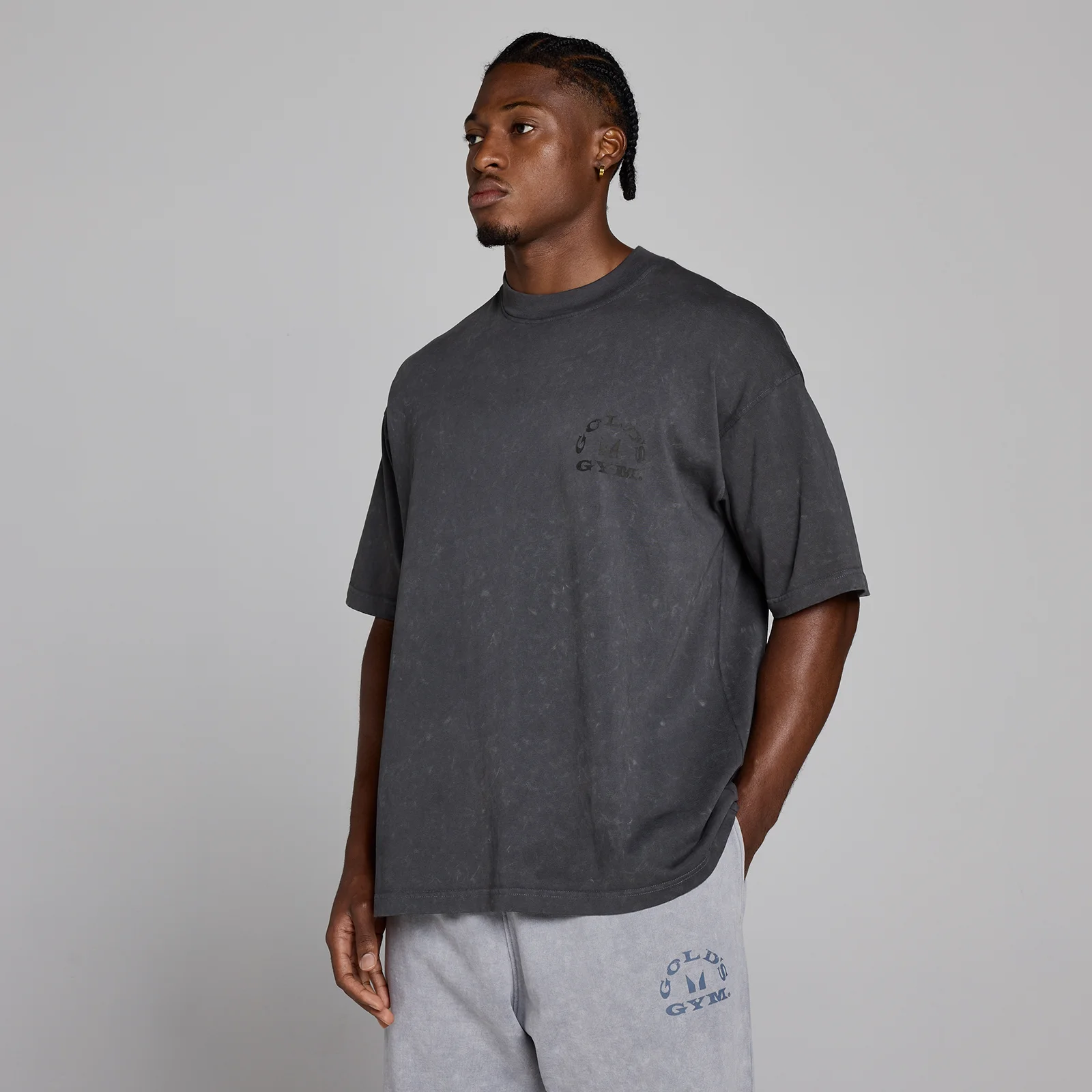MP X Gold's Heren Washed Graphic Oversized T-shirt - Washed Coal - XS Afbeelding 3
