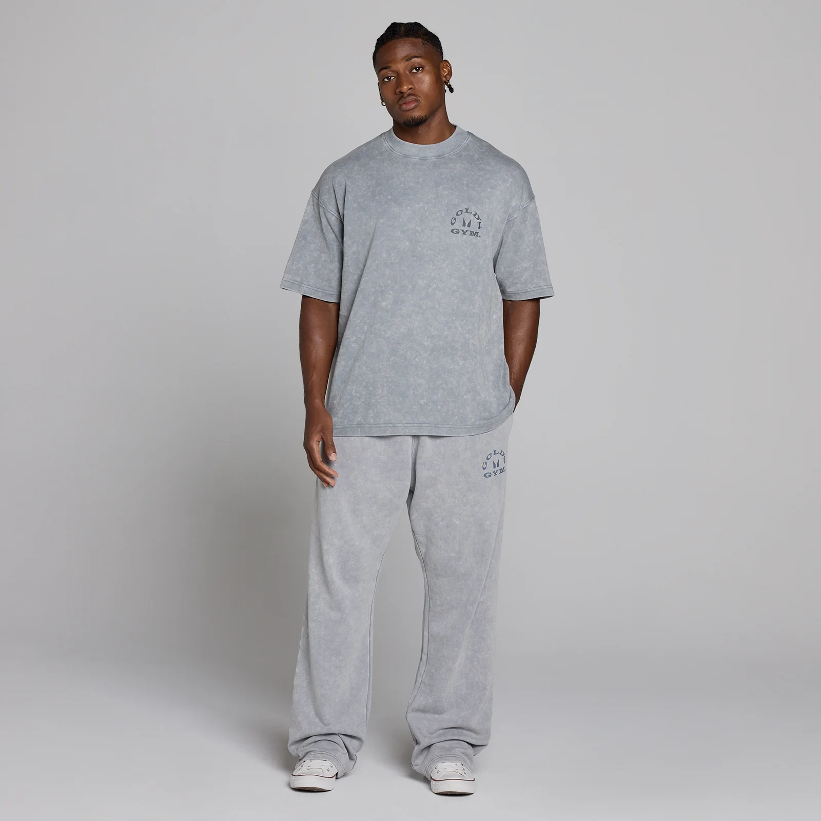 MP X Gold's Heren Washed Graphic Oversized T-shirt - Steel Blue - XS Afbeelding 5
