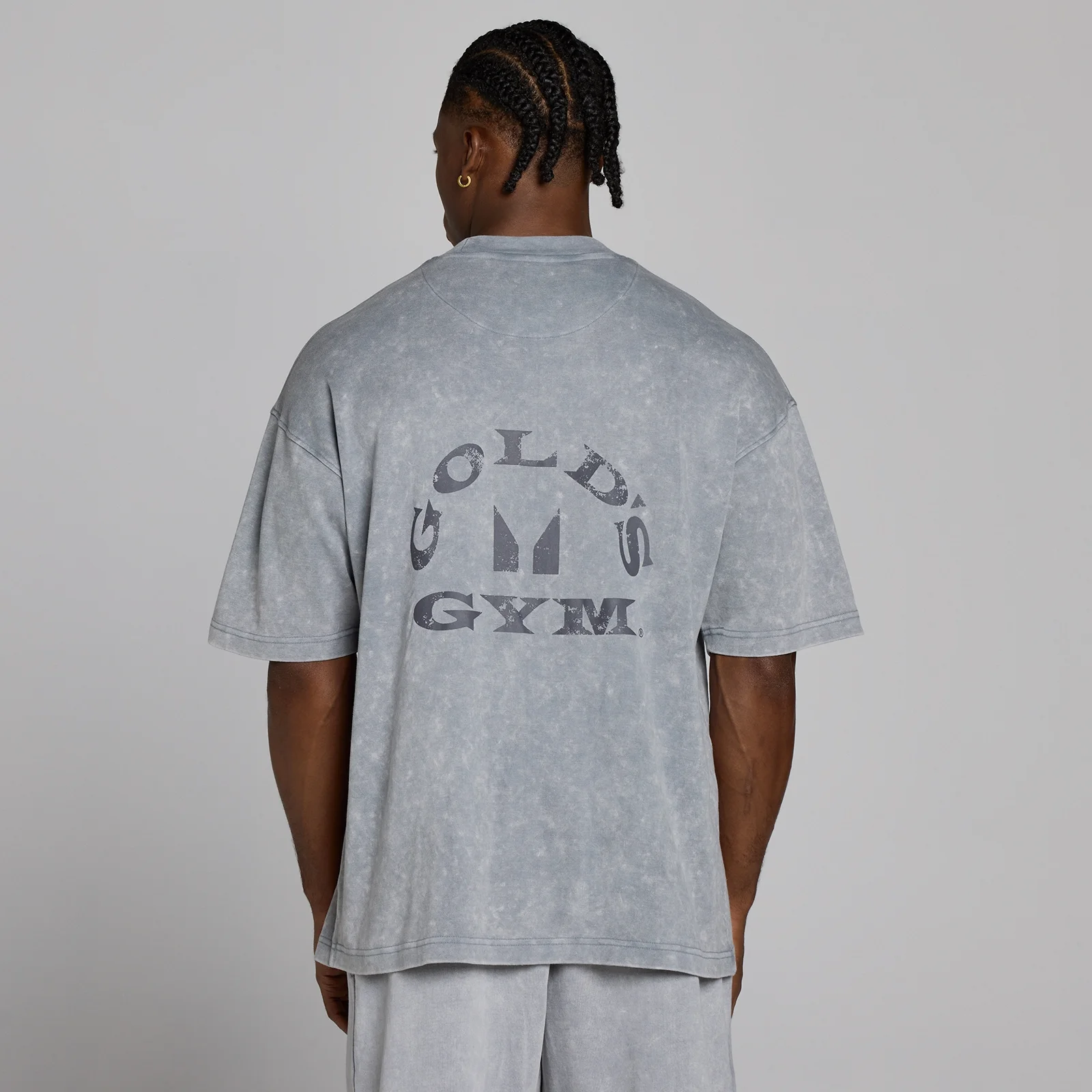 MP X Gold's Heren Washed Graphic Oversized T-shirt - Steel Blue - XS Afbeelding 4