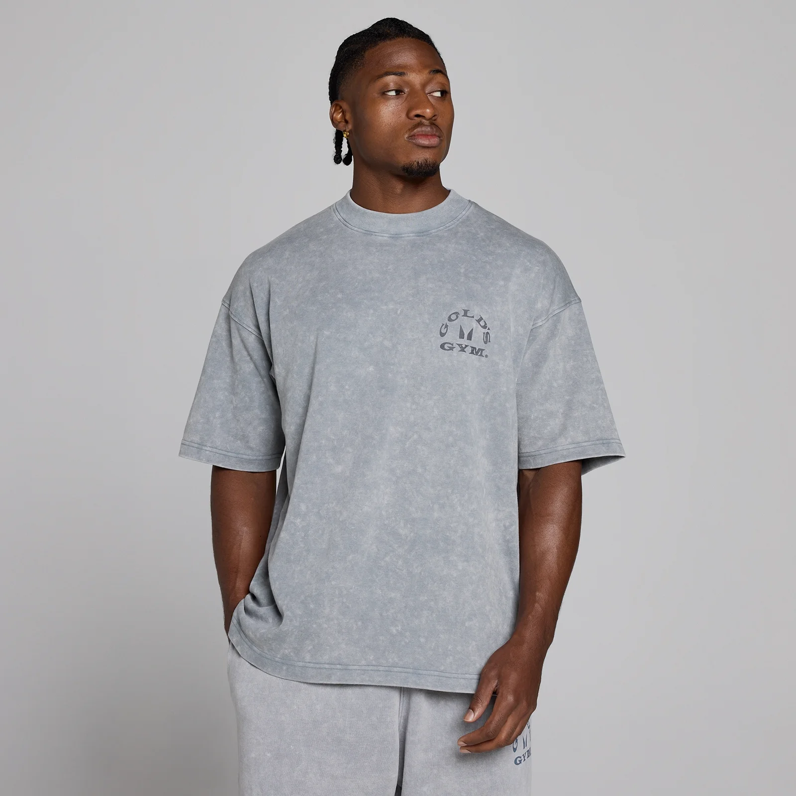 MP X Gold's Heren Washed Graphic Oversized T-shirt - Steel Blue - XS Afbeelding 3