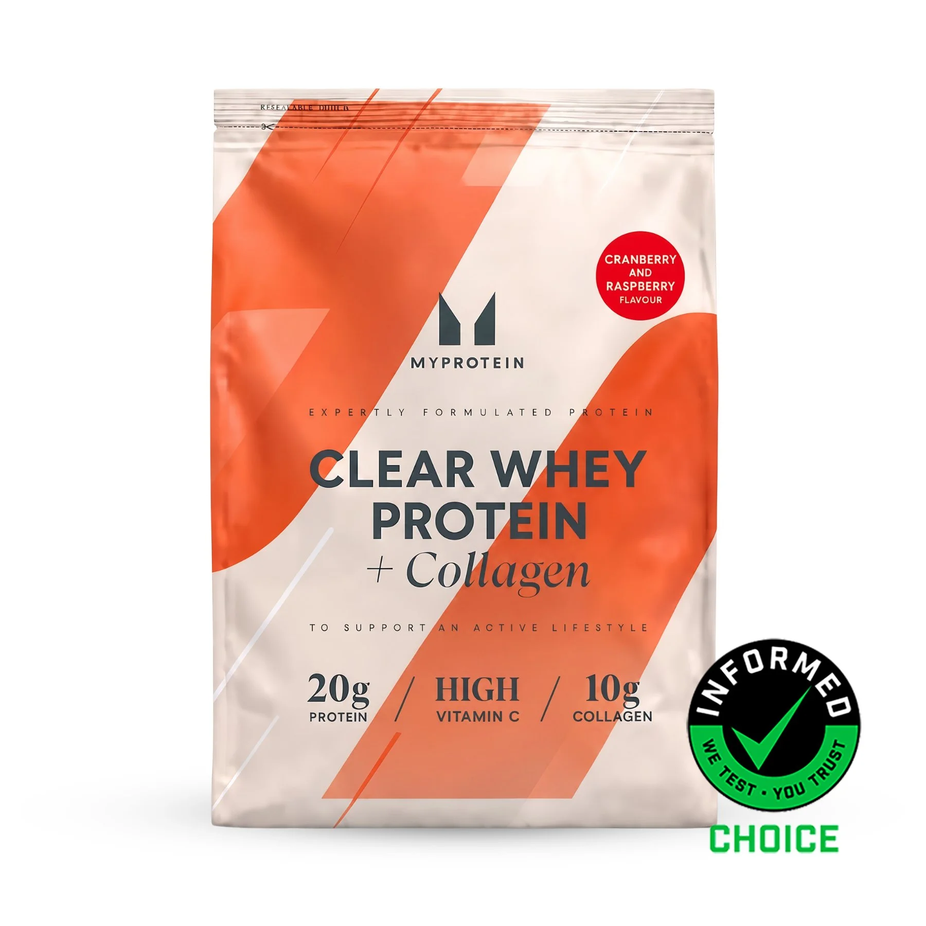 Clear Whey Isolate - 480G - 20servings - Cranberry & Raspberry (+ Collagen) Afbeelding 1