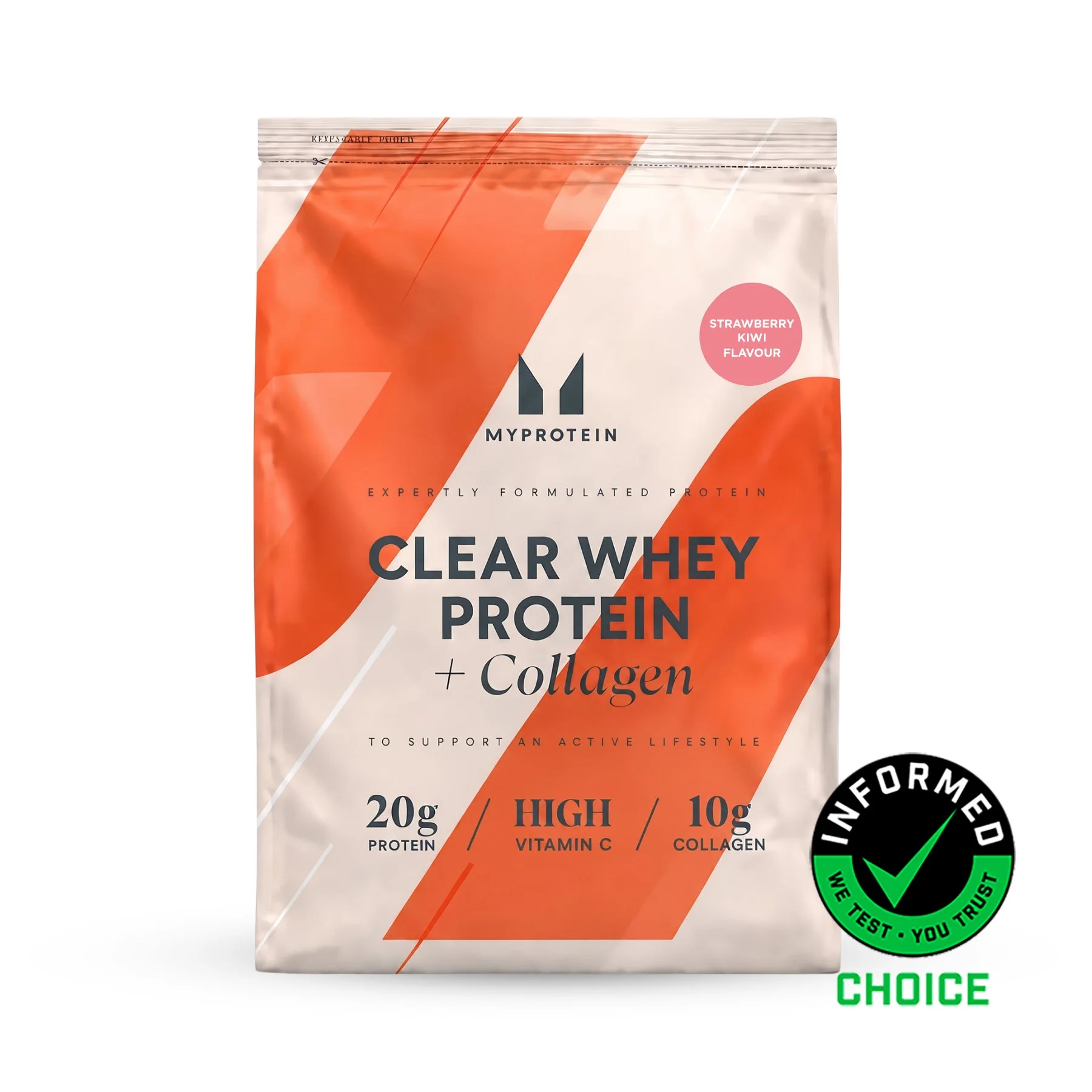 Clear Protein | Whey & Collagen - 960g - 40servings - Aardbei Kiwi Afbeelding 1